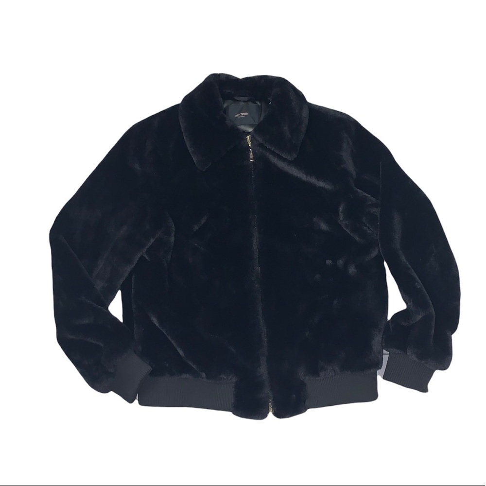 My Twin Twinset Faux Fur Black Jacket